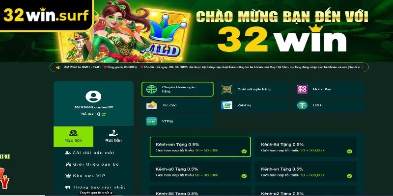 Nạp Rút Tiền 32win bằng quét mã QR dễ thao tác, an toàn.